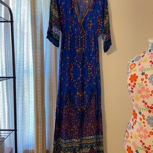 Flying Tomato Vibrant Blue and Red Maxi Dress